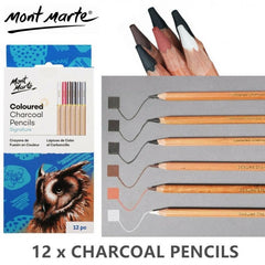 mont marte  12 χρωματιστα μολυβοκαρβουνα ean: 9328577012303